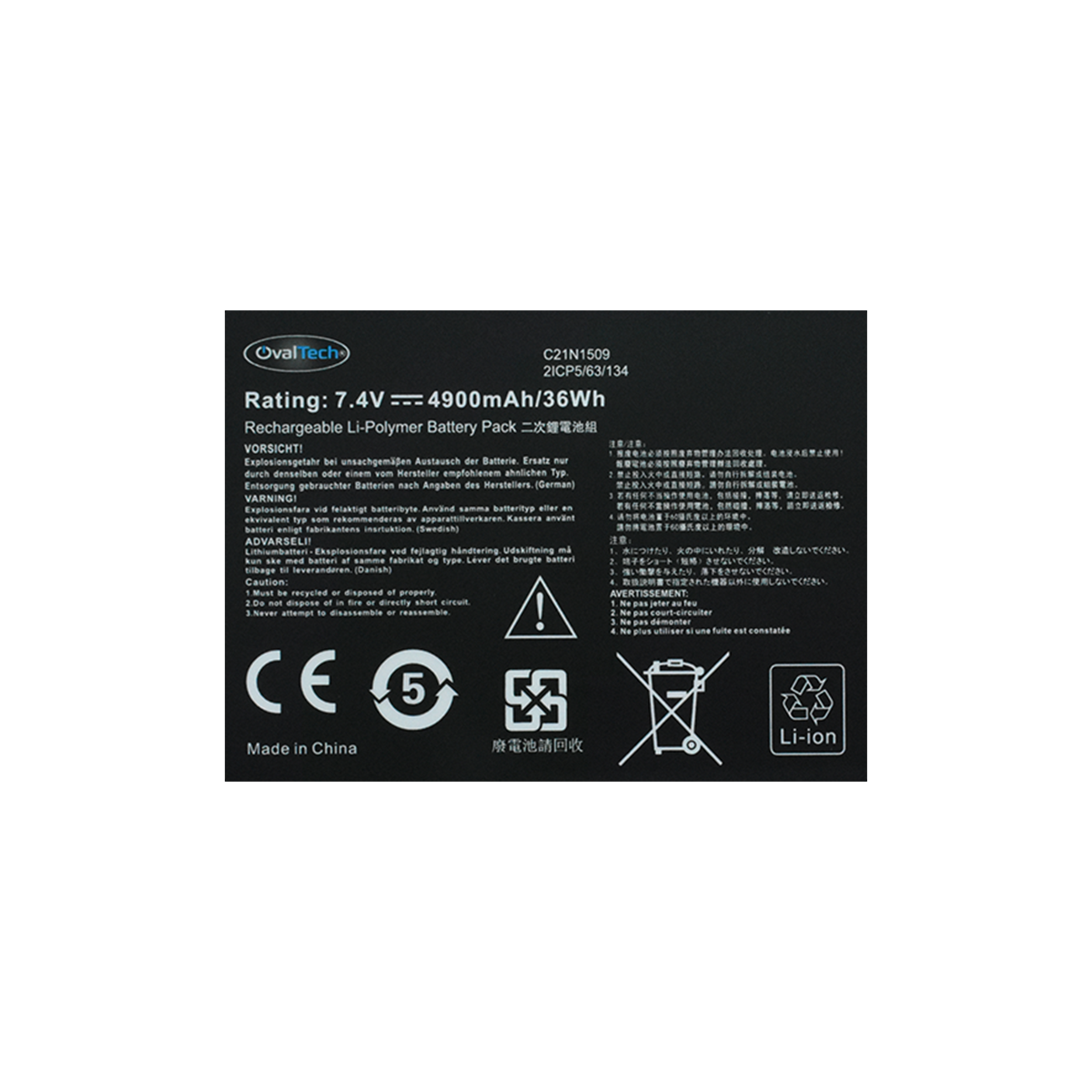 OTUC21N1509 Bateria 7.6V 38Wh para Asus Notebook A Series: A556 A556U, Asus Notebook X Series: X556UA
