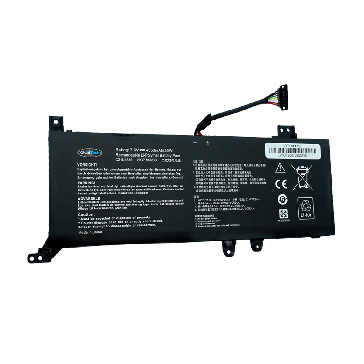 OTUX412 Bateria 7.6V 32Wh/4050mAh para ASUS VivoBook 14 F412DA X412FJ F412FJ A412FA F412FA F412UA X412FA X412FL X412UA X412UB