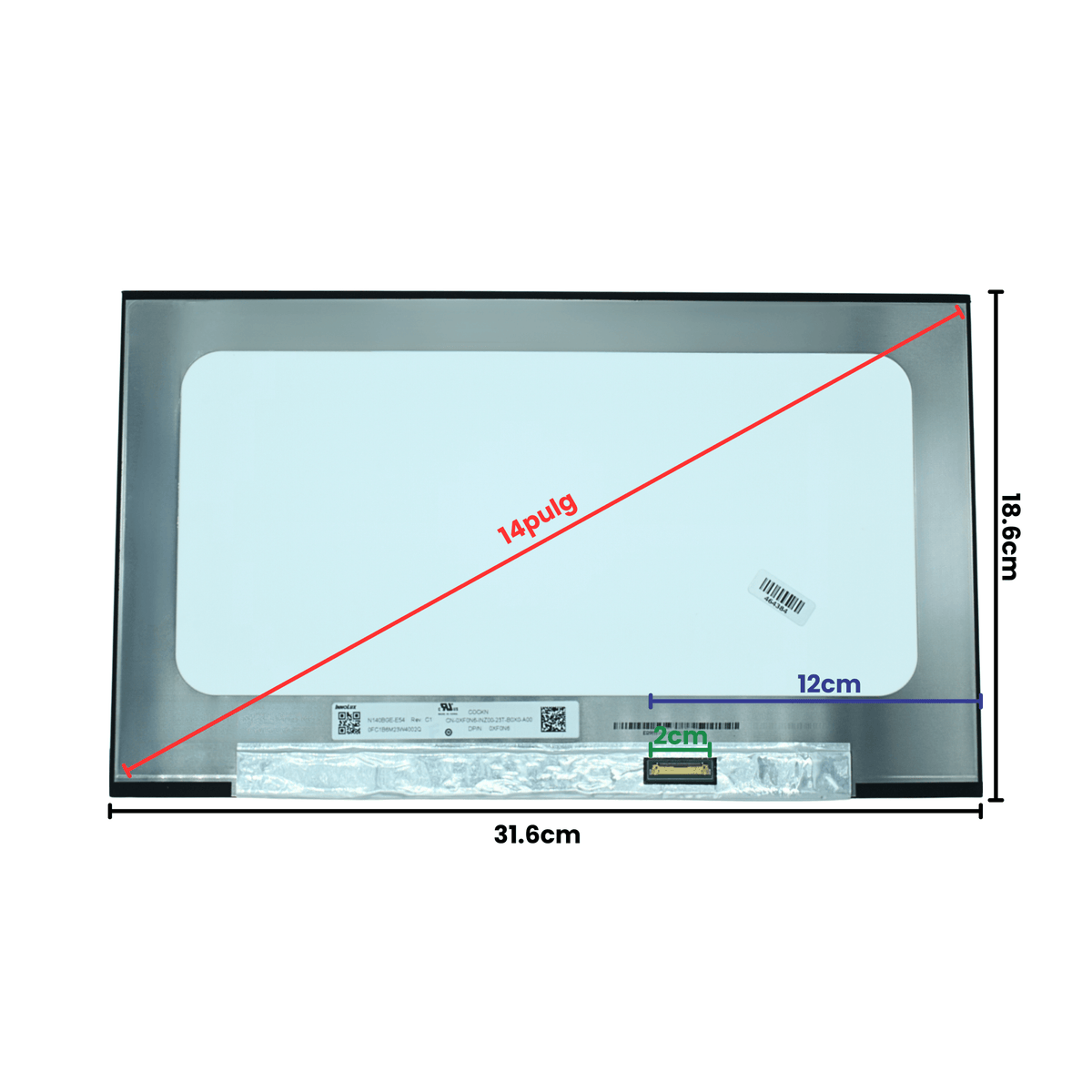 LCD140-009 Pantalla LCD 14.0 LED HD (1366x768) Normal Conector Derecho 30P (No Brackets) - Tecnología AltérCo