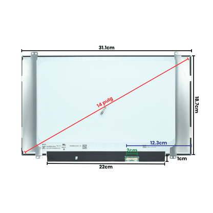 LCD140-015DB LCD 14.0 LED WXGA (1366X768) Slim Conector Inferior Derecho 30P Glossy 315mm (bezel delgado / Brackets) - Tecnología AltérCo