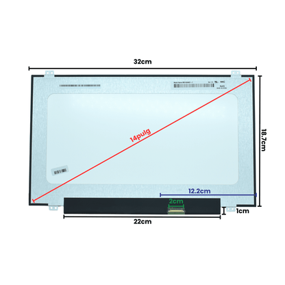LCD140-015 Pantalla LCD 14.0 LED WXGA (1366X768) Slim Conector Inferior Derecho 30P Glossy (320mm) - Tecnología AltérCo