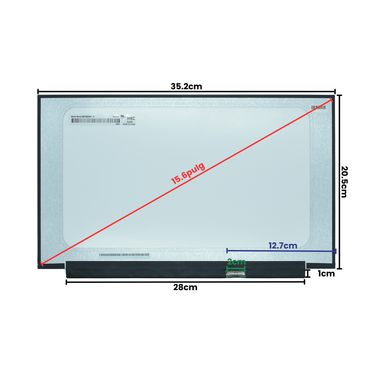 LCD156-005 LCD 15.6 LED HD (1366x768) Conector Derecho 30P (Sin Brackets) - Tecnología AltérCo