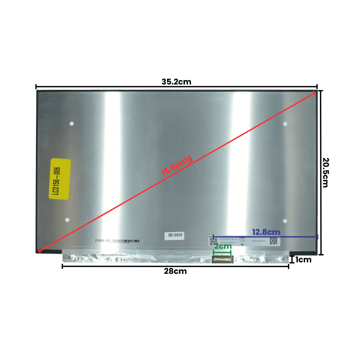 LCD156-006 Pantalla LCD 15.6 LED FHD (1920x1080) eDP IPS Conector Derecho 30P (Sin Brackets) - Tecnología AltérCo