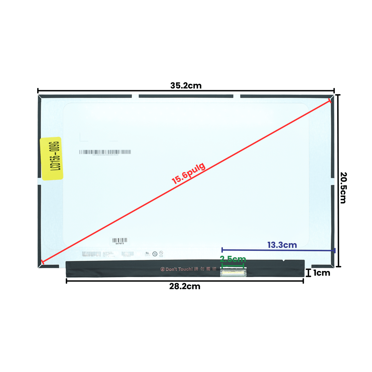 LCD156-009G Pantalla LCD 15.6 LED FHD (1920x1080) IPS Conector Derecho 40P On-Cell Touch Conector GRANDE 28cms - Tecnología AltérCo