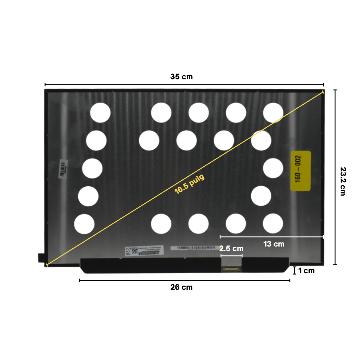 LCD160-002 Pantalla LCD 16.0 FHD+ (1920x1200) Conector Derecho 30P Glossy
