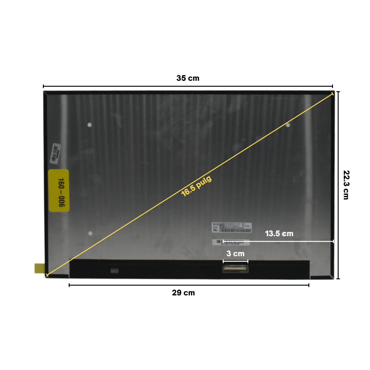 LCD160-006 Pantalla LCD 16.0 WQXGA (2560x1600) Conector Derecho 40P 25mm 165Hz