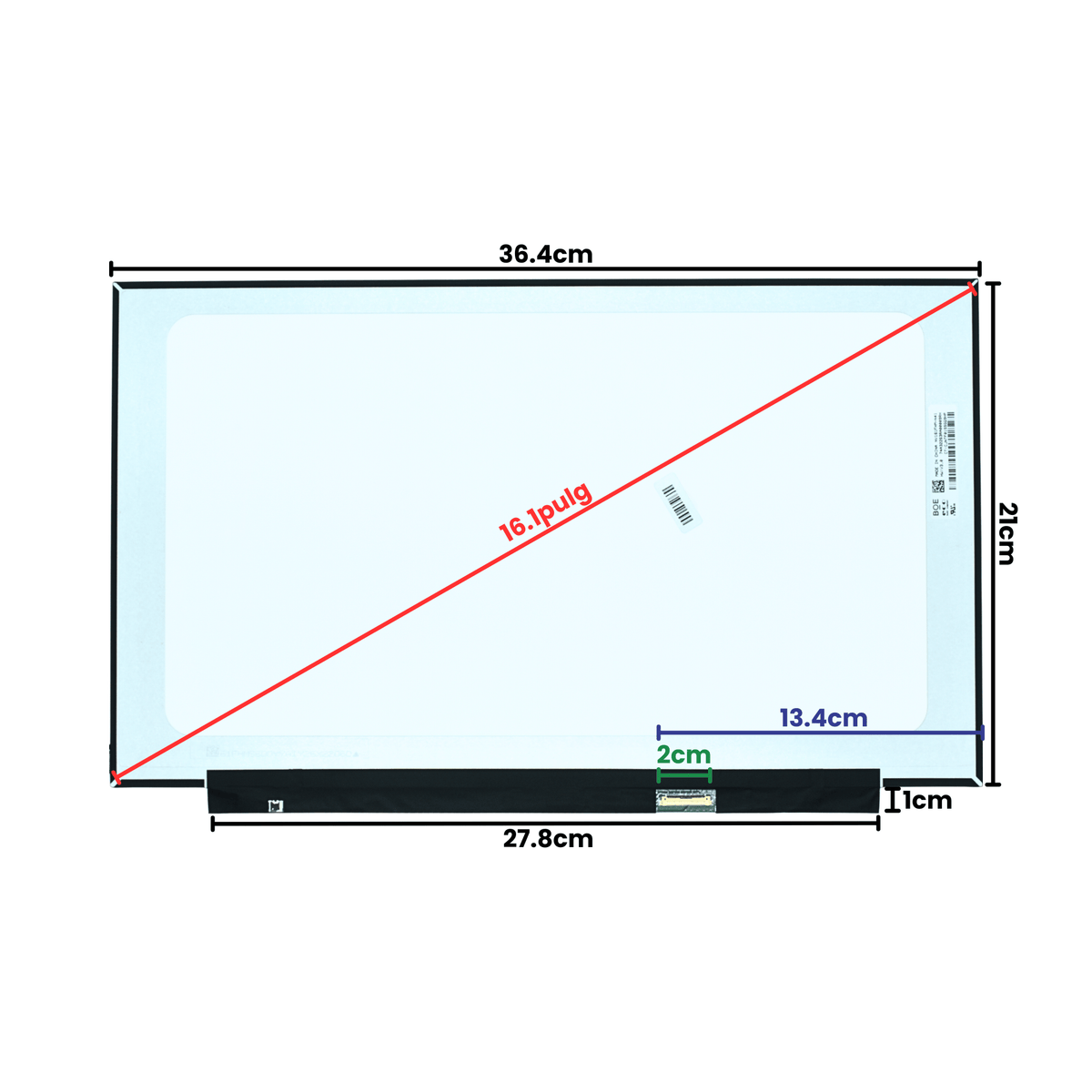 LCD161-002 Pantalla LCD 16.1 FHD (1920x1080) 60Hz HD Slim Conector Derecho 30P GLOSSY - Tecnología AltérCo