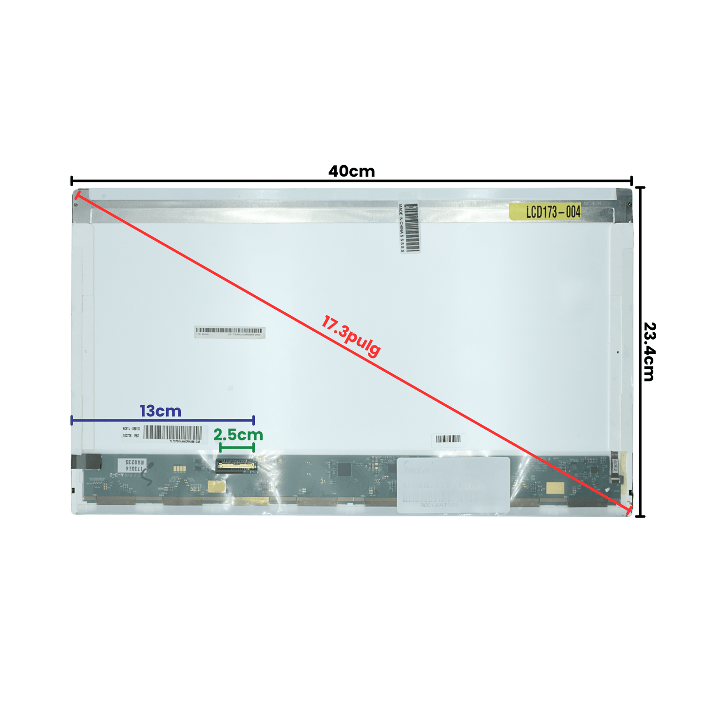 LCD173-004 Pantalla LCD 17.3 LED WXGA++ (1600x900) HD Normal Conector Izquierdo 40P Glossy - Tecnología AltérCo