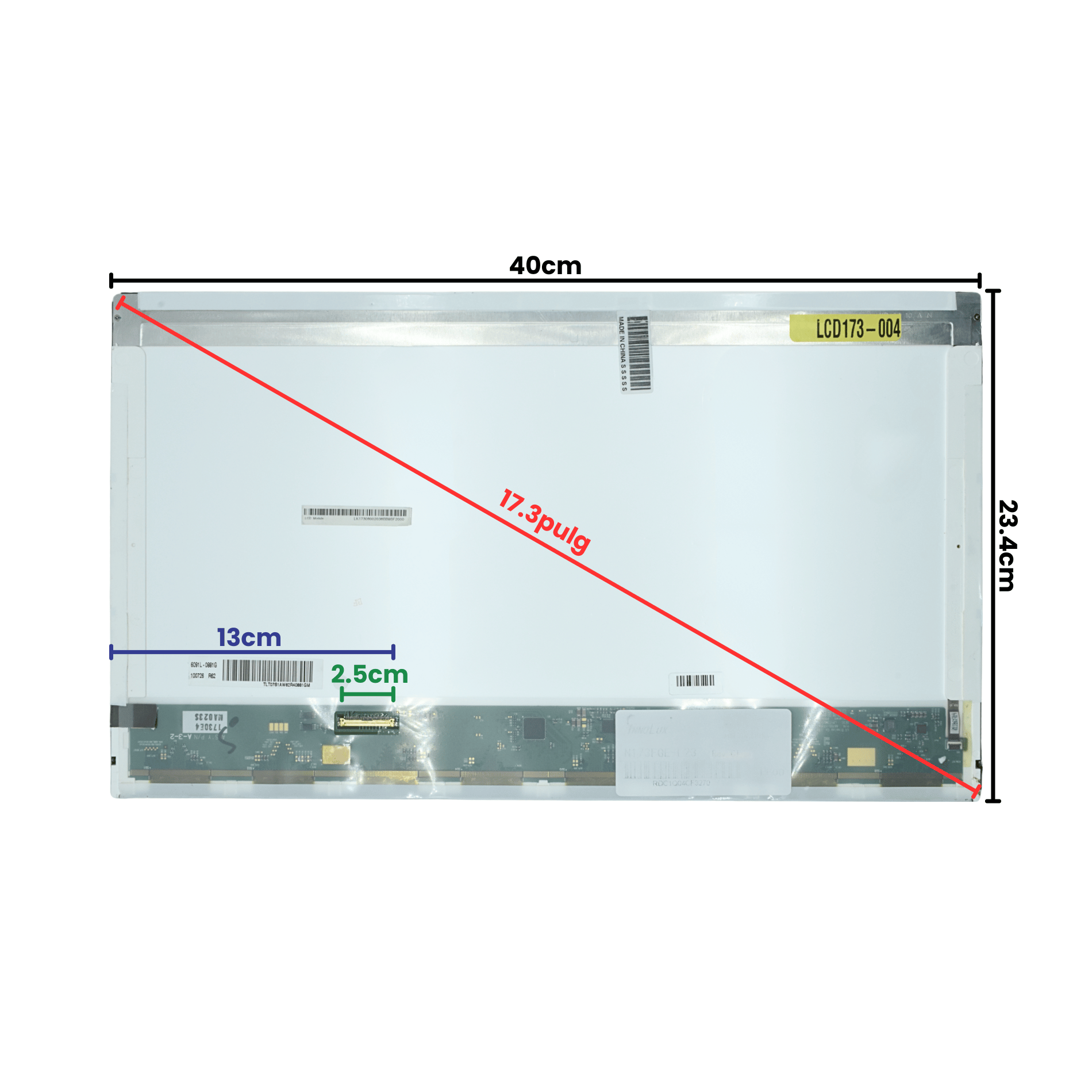 LCD173-004 Pantalla LCD 17.3 LED WXGA++ (1600x900) HD Normal Conector Izquierdo 40P Glossy - Tecnología AltérCo