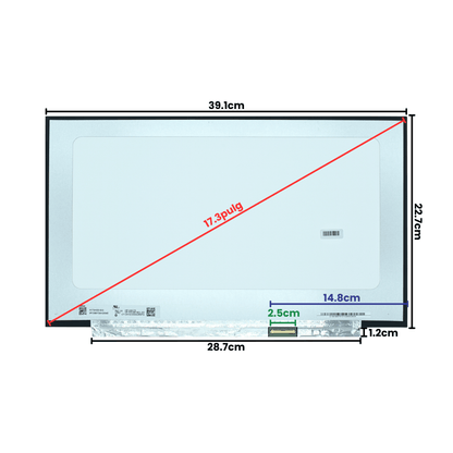 LCD173-005 Pantalla LCD 17.3 FHD (1920x1080) Normal Conector derecho 40P Glossy IPS 144Hz