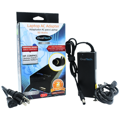 OTAC-E53 Adaptador para Computadora Portatil 19V/4.74AH C/Blister + USB Marca OvalTech - Tecnología AltérCo
