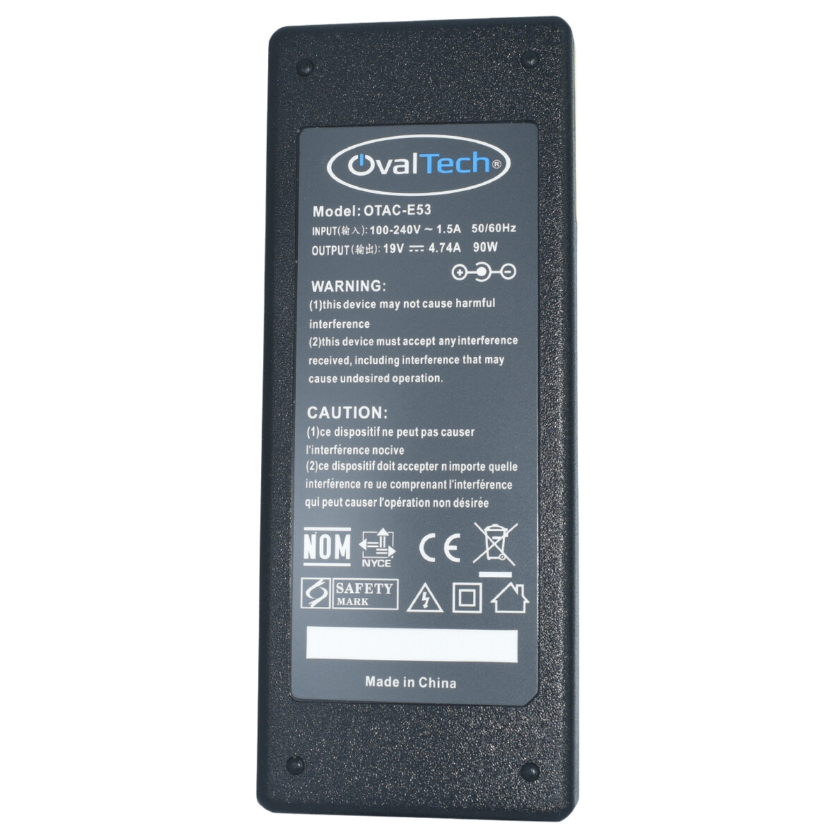 OTAC-E53 Adaptador para Computadora Portatil 19V/4.74AH C/Blister + USB Marca OvalTech - Tecnología AltérCo