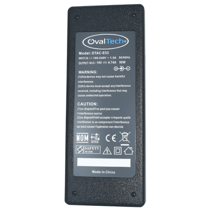 OTAC-E53 Adaptador para Computadora Portatil 19V/4.74AH C/Blister + USB Marca OvalTech - Tecnología AltérCo