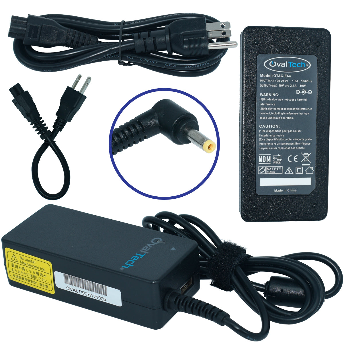 OTAC-E64 Adaptador para Computadora NETBOOK 19V/2.1AH C/Blister + USB Marca OvalTech - Tecnología AltérCo