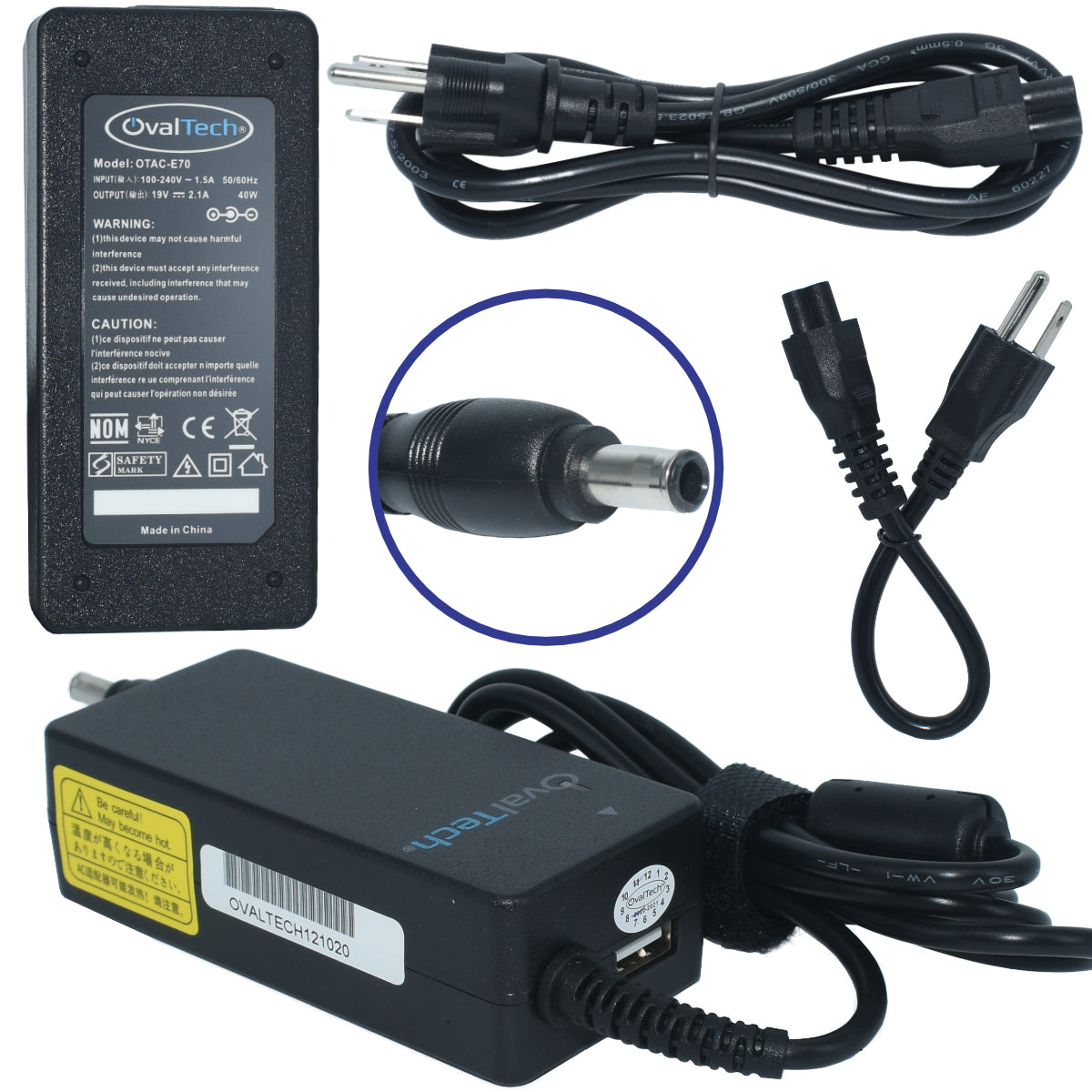 OTAC-E70 Adaptador para Computadora NETBOOK 19V/2.1AH Marca OvalTech - Tecnología AltérCo