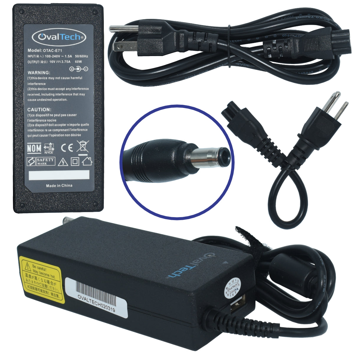 OTAC-E71 Adaptador para Computadora Portatil 16V/3.75AH Marca OvalTech - Tecnología AltérCo