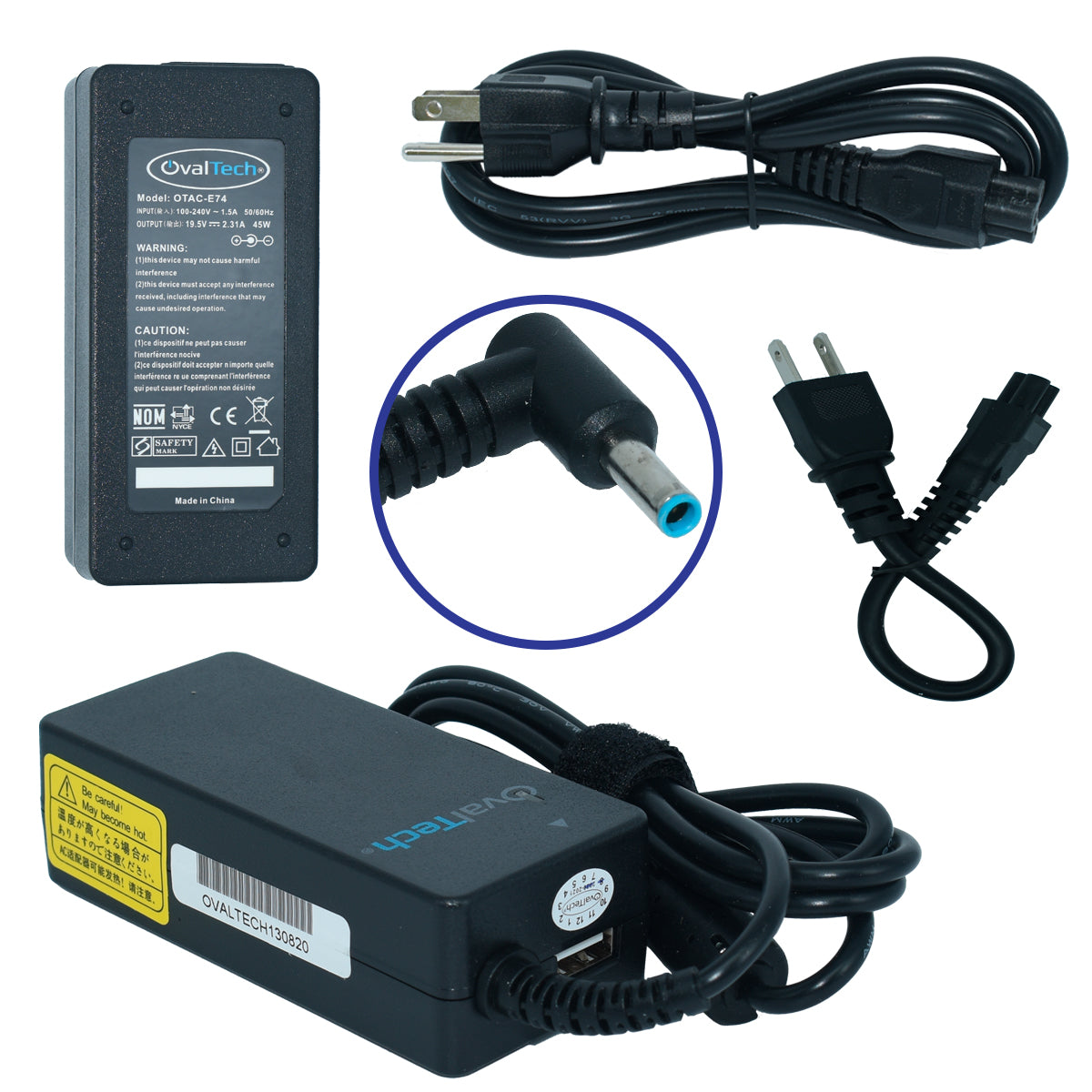 OTAC-E74 Adaptador para Computadora Portatil 19.5V/2.31AH Marca OvalTech - Tecnología AltérCo
