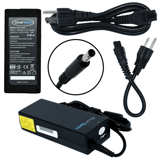 OTAC-E76D Adaptador para Computadora Portatil 65W 19.5V/3.34A C/Blister + USB Marca OvalTech