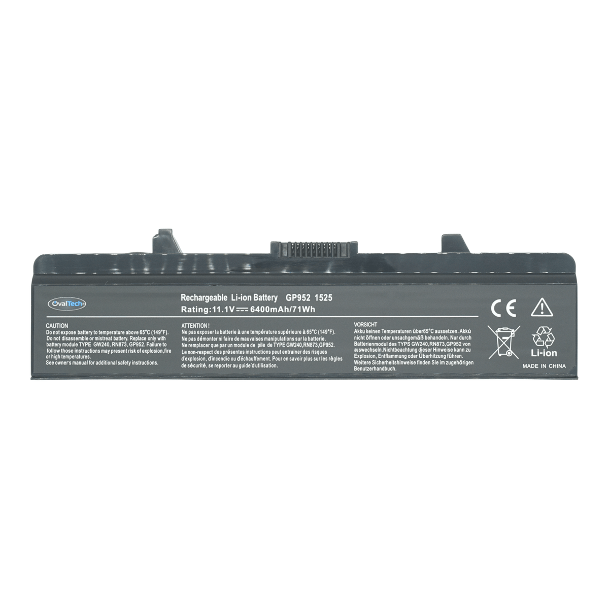 OTD1525 Batería color negro 6 celdas para Dell Inspiron 1525, 1545 de 11.1V 5200mah marca OvalTech - Tecnología AltérCo