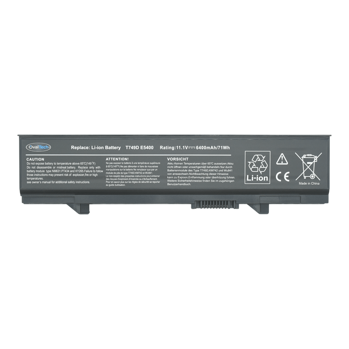 OTD5093 Batería color negro 6 celdas para Dell Latitude E5400, E5410 de 11.1V 4400Mah marca OvalTech - Tecnología AltérCo