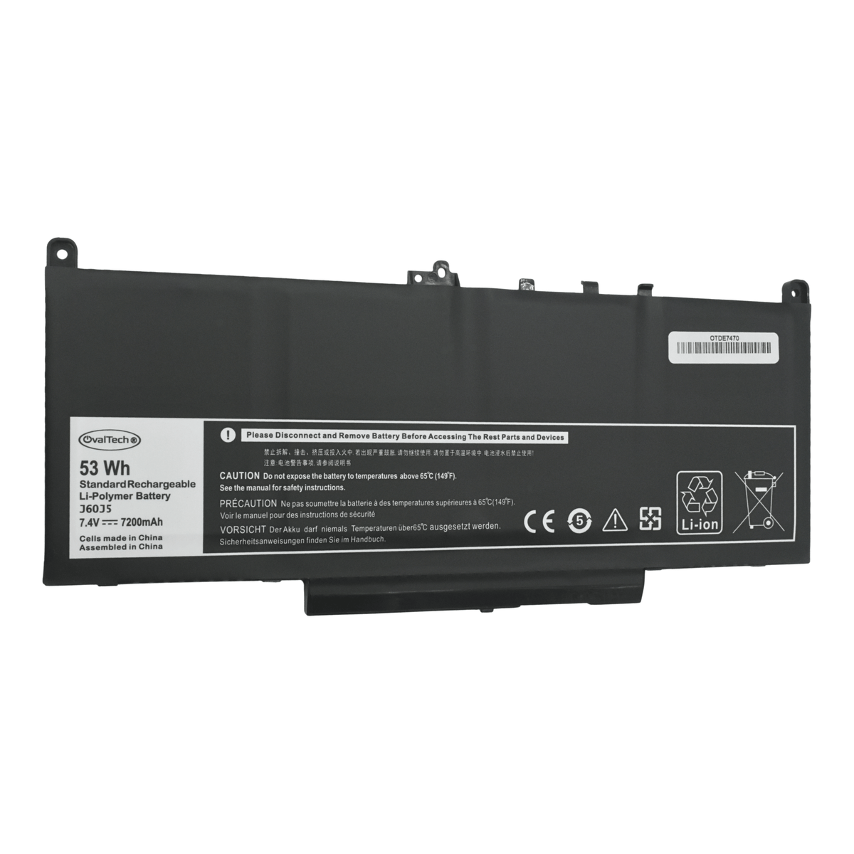 OTDE7470 Batería 4 Celdas para DELL LATITUDE E7270 E7470 , J60J5 en color Negro marca OvalTech - Tecnología AltérCo