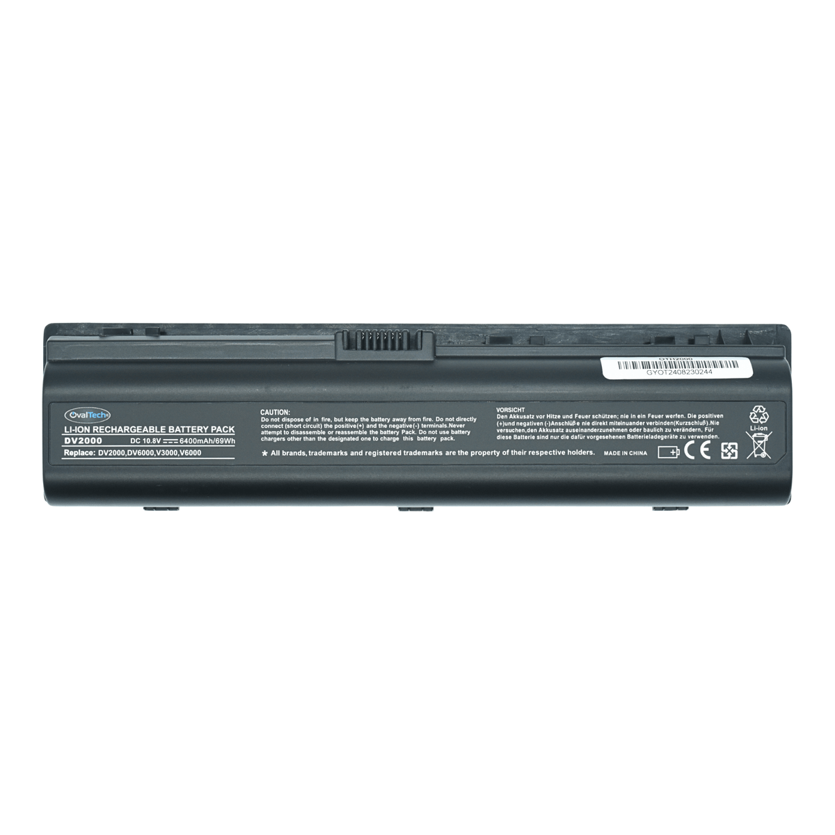 OTH2000 Batería color gris 6 celdas para HP Pavilion DV2000, DV6000 de 10.8V 4000Mah marca OvalTech - Tecnología AltérCo