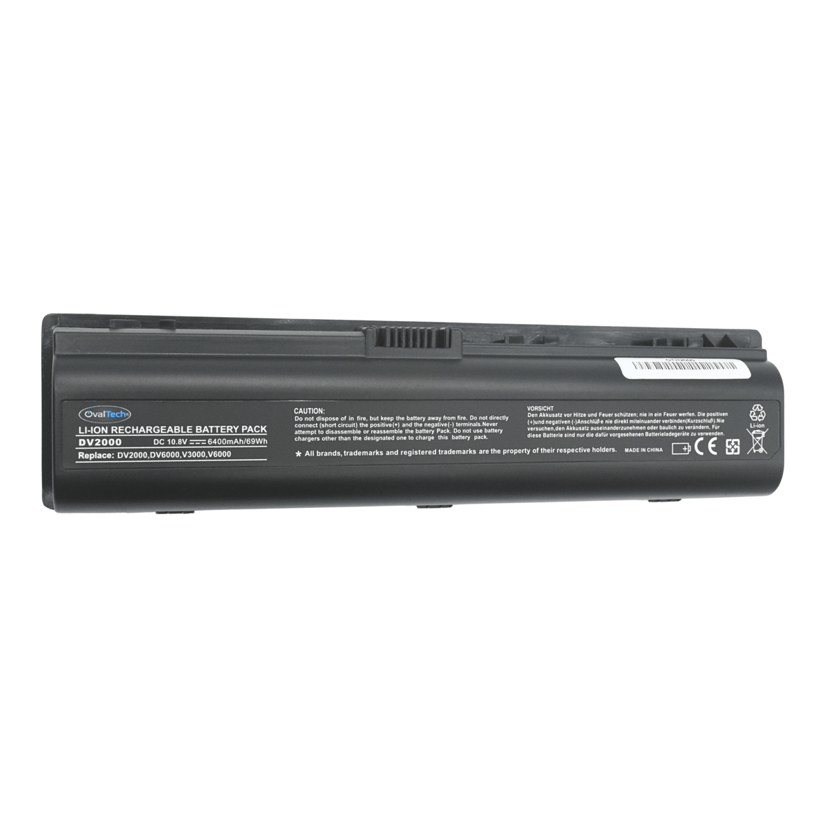 OTH2000 Batería color gris 6 celdas para HP Pavilion DV2000, DV6000 de 10.8V 4000Mah marca OvalTech - Tecnología AltérCo