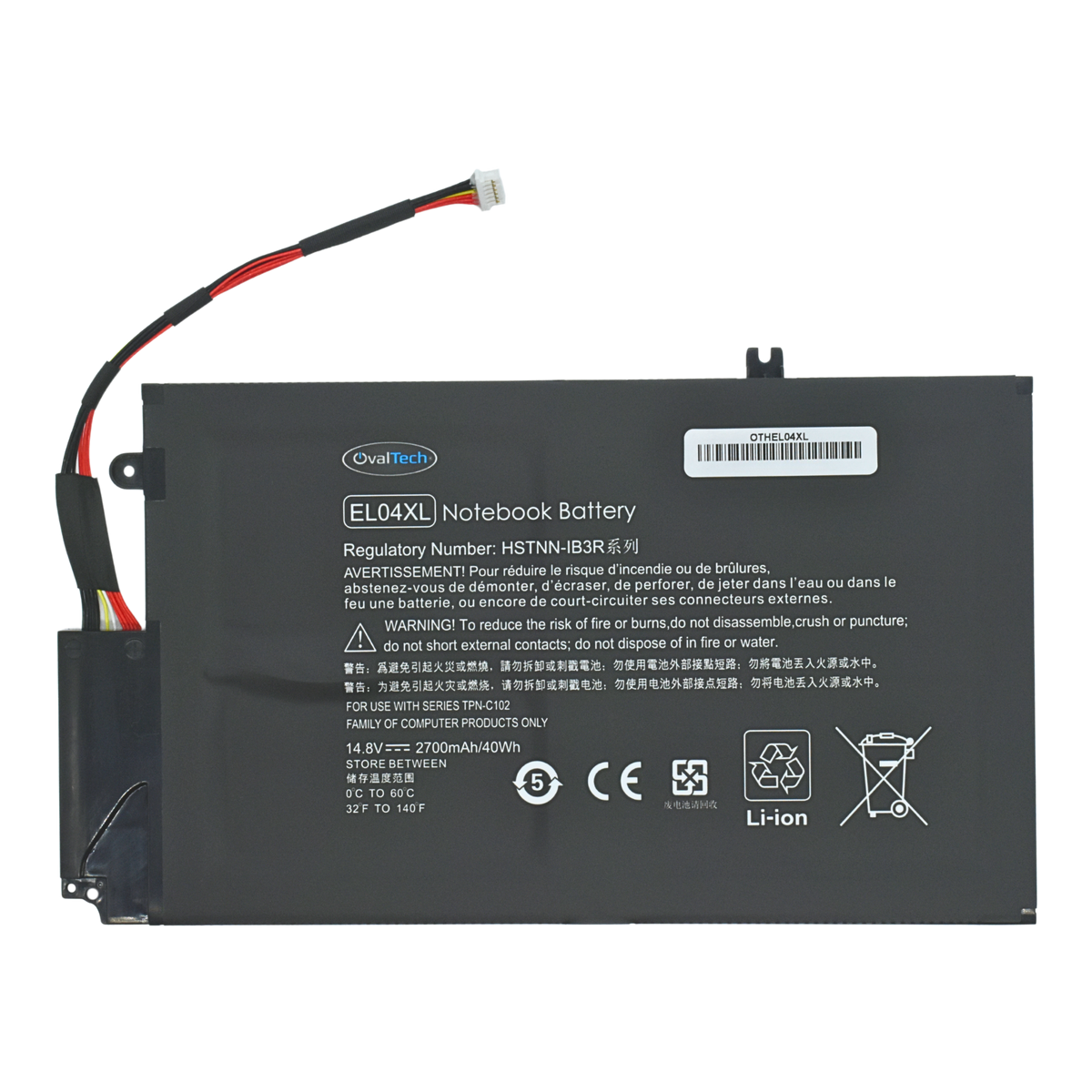 OTHEL04XL Bateria Interna (P) 14.8V para HP Envy 4-1000, Envy 4-1100, Envy 4-1200, HP 4-1000, 4-1100, 4-1200, 4-1043CL EL04,