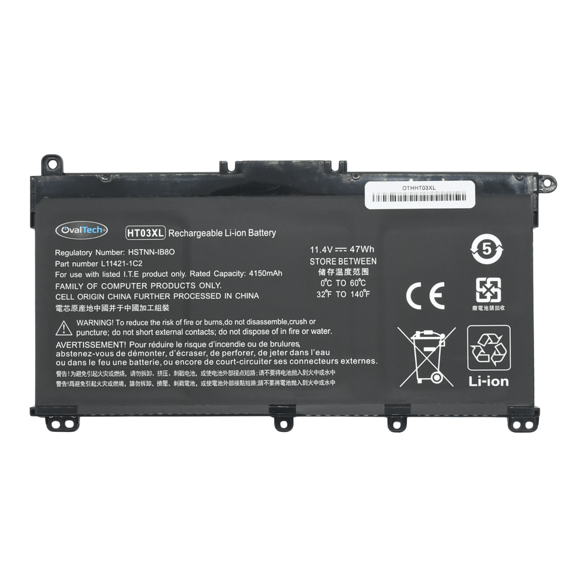 OTHHT03XL Bateria 11.55V 41.9Wh/3630mAh para HP Pavilion 14-CE 14-CF 14-cm 14-CK 14-DF 14-MA 15-DA 15-CS 15-DB HP 240 245 250 255 G7 340 348 G5 HT03XL marca Ovaltech - Tecnología AltérCo