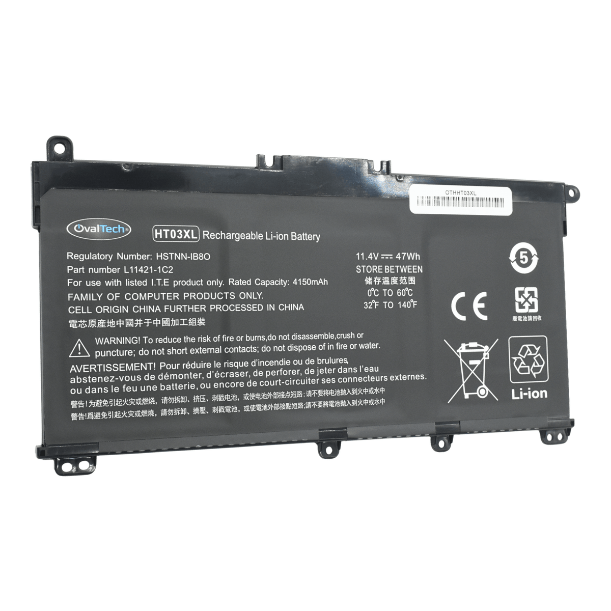 OTHHT03XL Bateria 11.55V 41.9Wh/3630mAh para HP Pavilion 14-CE 14-CF 14-cm 14-CK 14-DF 14-MA 15-DA 15-CS 15-DB HP 240 245 250 255 G7 340 348 G5 HT03XL marca Ovaltech - Tecnología AltérCo