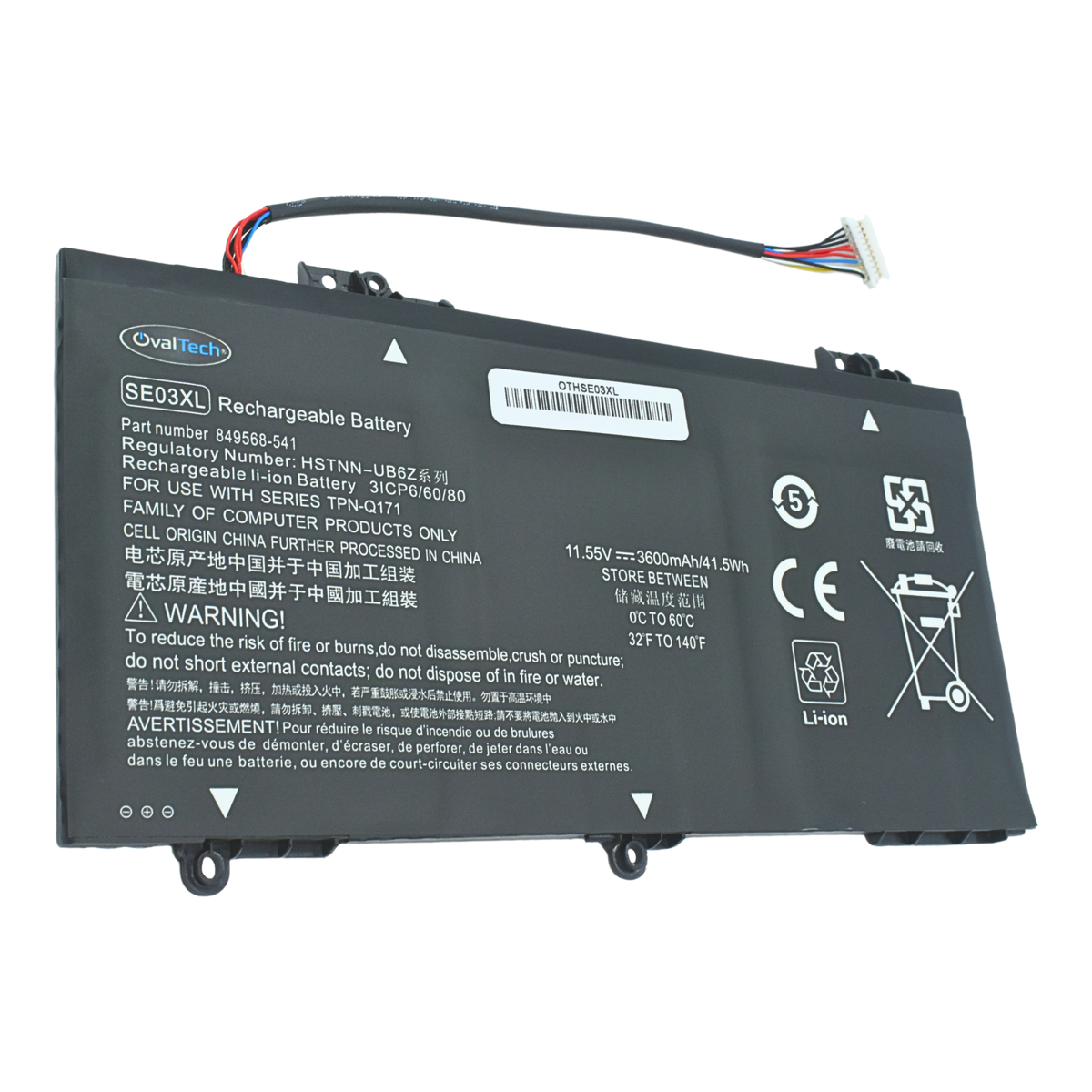 OTHSE03XL Bateria Interna para HP Pavilion HP Pavilion 14-AL000 14-AL100  SE03XL TPN-Q171 849568-421 marca Ovaltech