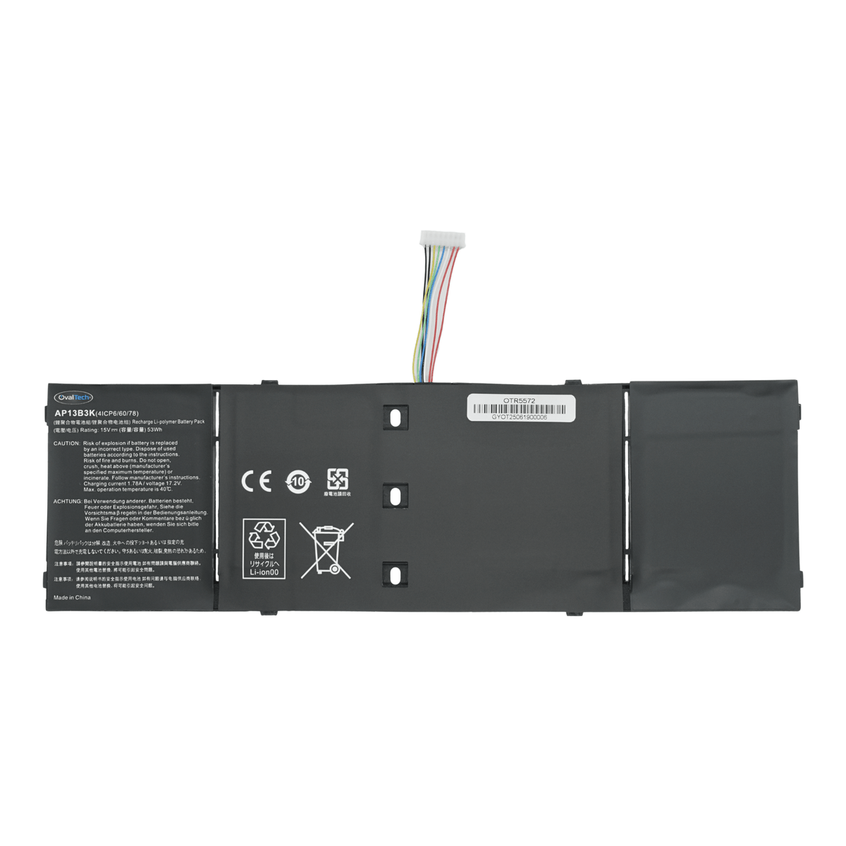 OTR5572 Batería INTERNA 14.8V 3400mAh para Acer V5-572, V5-572P, V5-573 ES1-511 ES1-512, R7-572 (AP13B3K  / AP13B8K) marca OvalTech