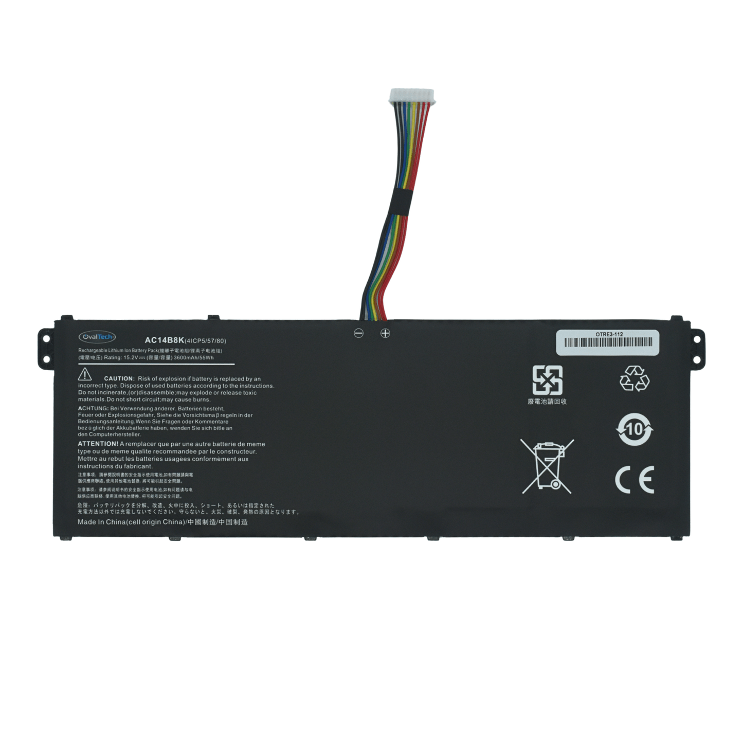 OTRE3-112 Bateria 3 Celdas para Acer Aspire E3-111, E3-112, E3-112M, E3-721, E5-771, AC14B18J AC14B3K AC14B13J marca Ovaltech
