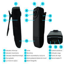 OV-BCAM2 Camara Mini Bodycam CLIP, WiFi 1080P , DVR , VisiÇ?Ǭn nocturna (A18) Marca Ovaltech