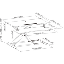 OVDESK-800MM Estacion de Trabajo De Pie Y Sentado en dimensiones 800x400mm Marca Ovaltech