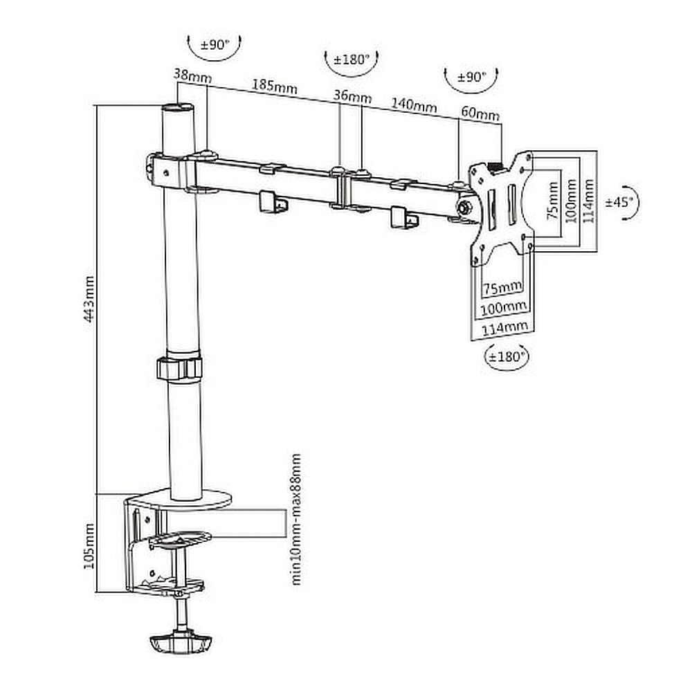 OVM-S1332 Soporte de Brazo para Monitor LCD de 13 a 32 (Resistencia 8kgs) Marca Ovaltech - Tecnología AltérCo