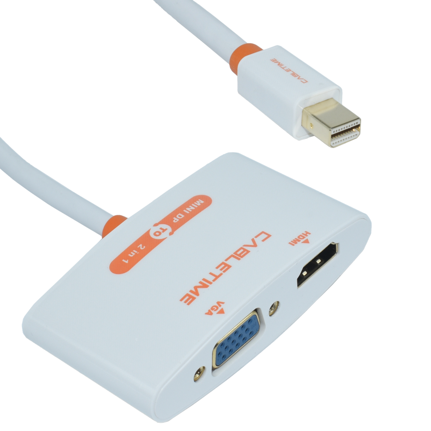 OVMDP-2EN1 Adaptador Mini DisplayPort  a HDMI / VGA color blanco.  Premium OvalTech - Tecnología AltérCo