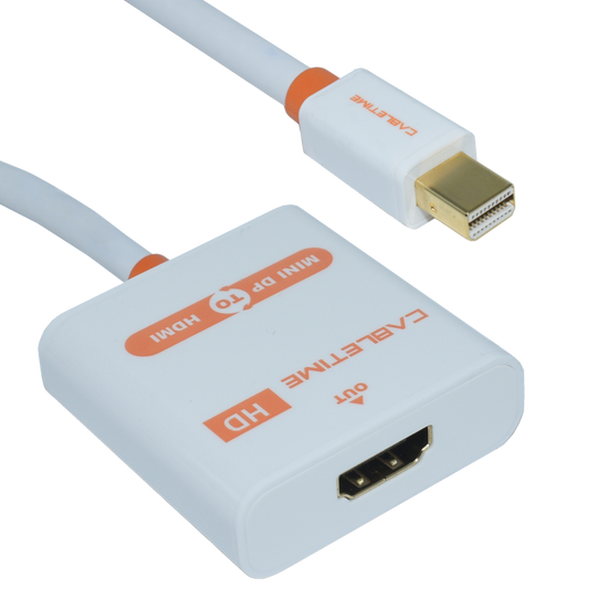 OVMDP-HDMI Adaptador Mini DisplayPort  a HDMI (2K / 4K)  color blanco.  Premium OvalTech - Tecnología AltérCo