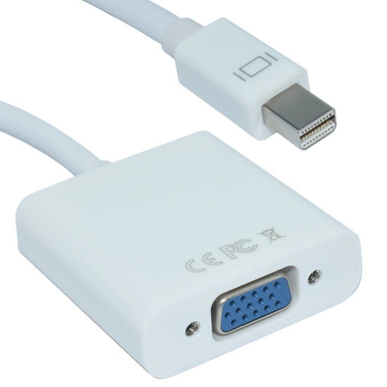 OVMDP-VGA Adaptador Mini DisplayPort  a VGA color blanco.  Premium OvalTech - Tecnología AltérCo