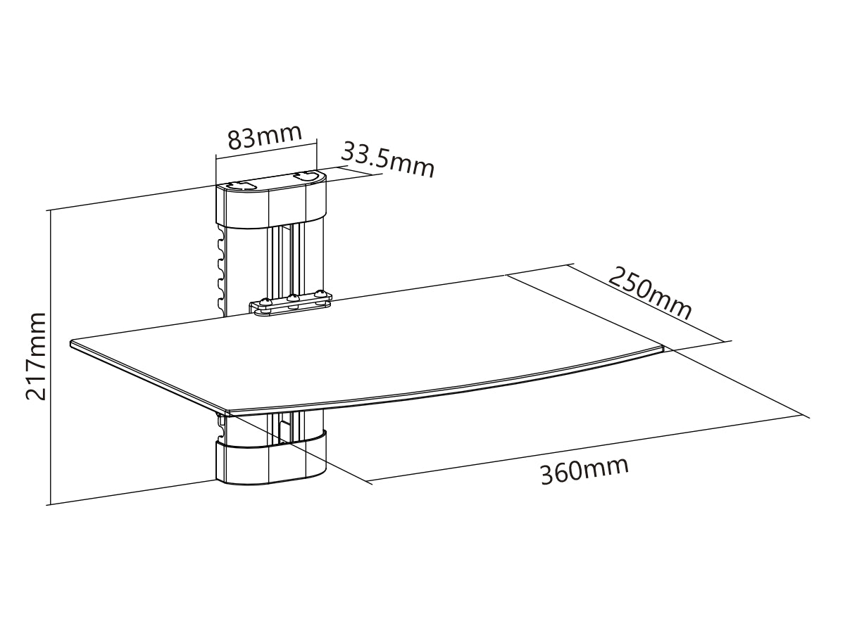 OVREP-291 Repisa Flotante Estante en Vidrio Templado 36cm, Marca OvalTech - Tecnología AltérCo