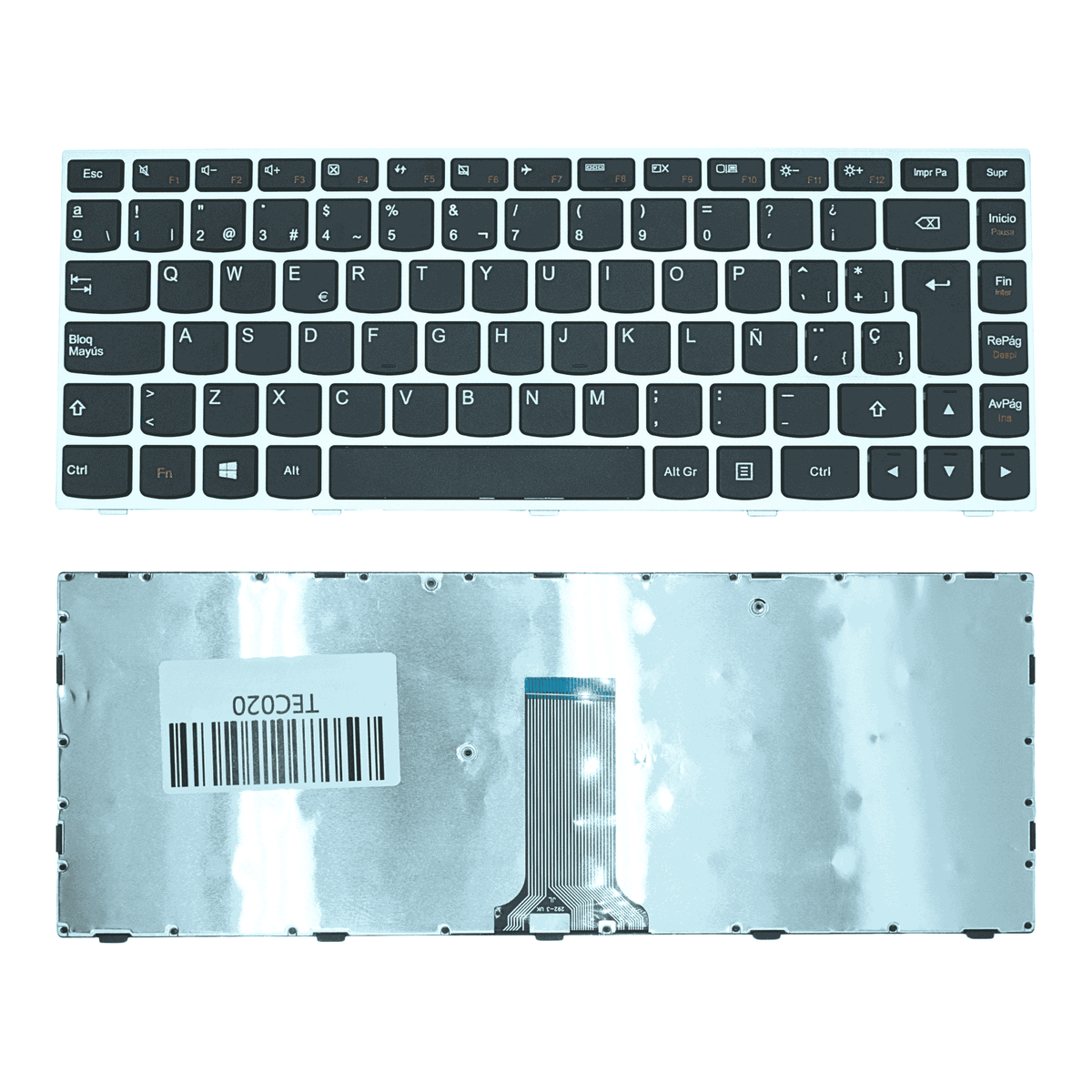 TEC020 Teclado color Negro (SP) para Lenovo IdeaPad 300-14IBR 300-14ISK 305-14IBD G40-30 G40-45 G40-70 G40-80 G41-35 (SILVER FRAME) - Tecnología AltérCo