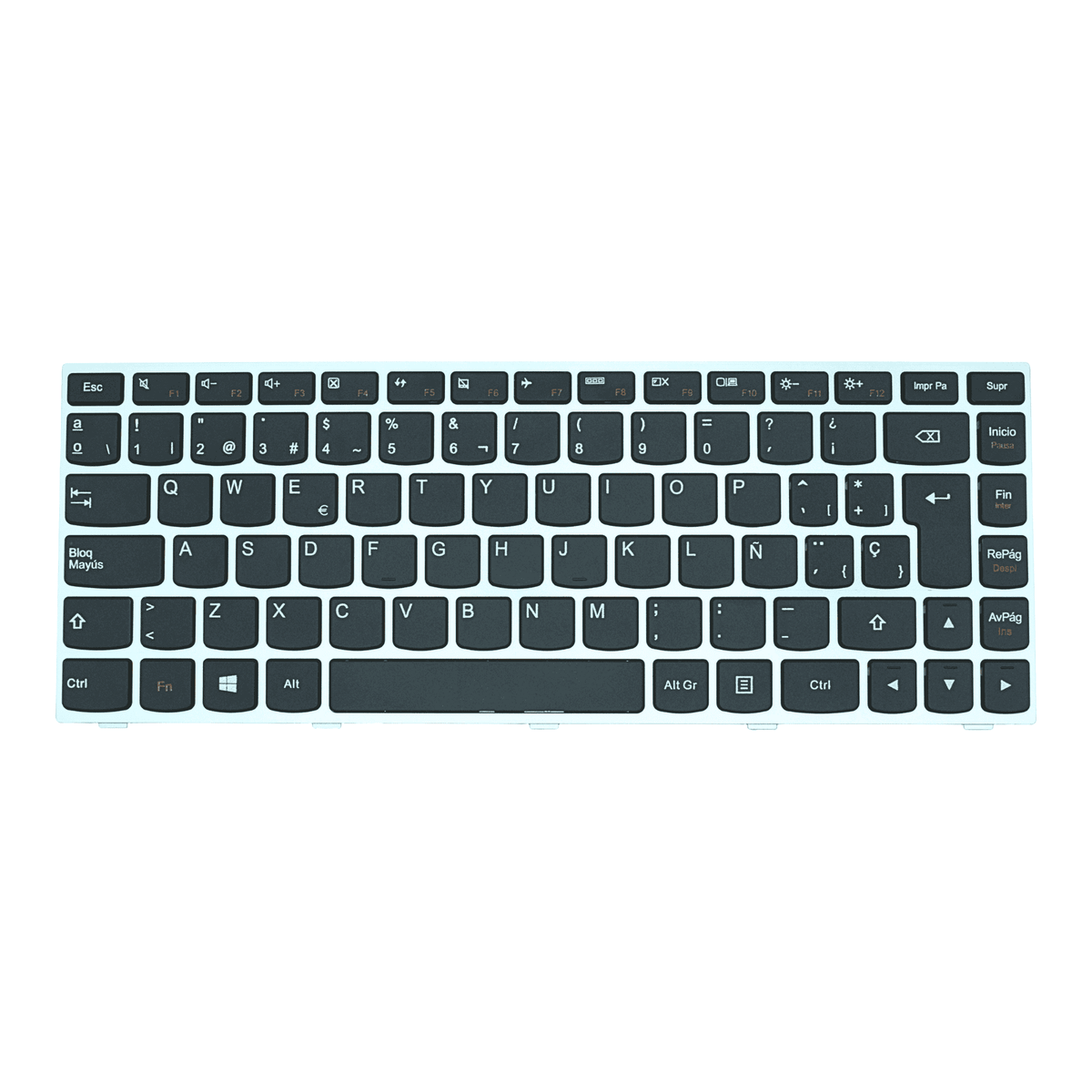 TEC020 Teclado color Negro (SP) para Lenovo IdeaPad 300-14IBR 300-14ISK 305-14IBD G40-30 G40-45 G40-70 G40-80 G41-35 (SILVER FRAME) - Tecnología AltérCo