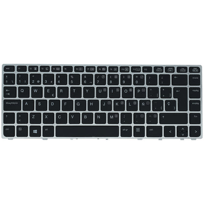 TEC039 Teclado color Negro (SP) para Hp Elitebook Folio 9470m Ultra Book 9480m con Marco Plata (Silver Frame)