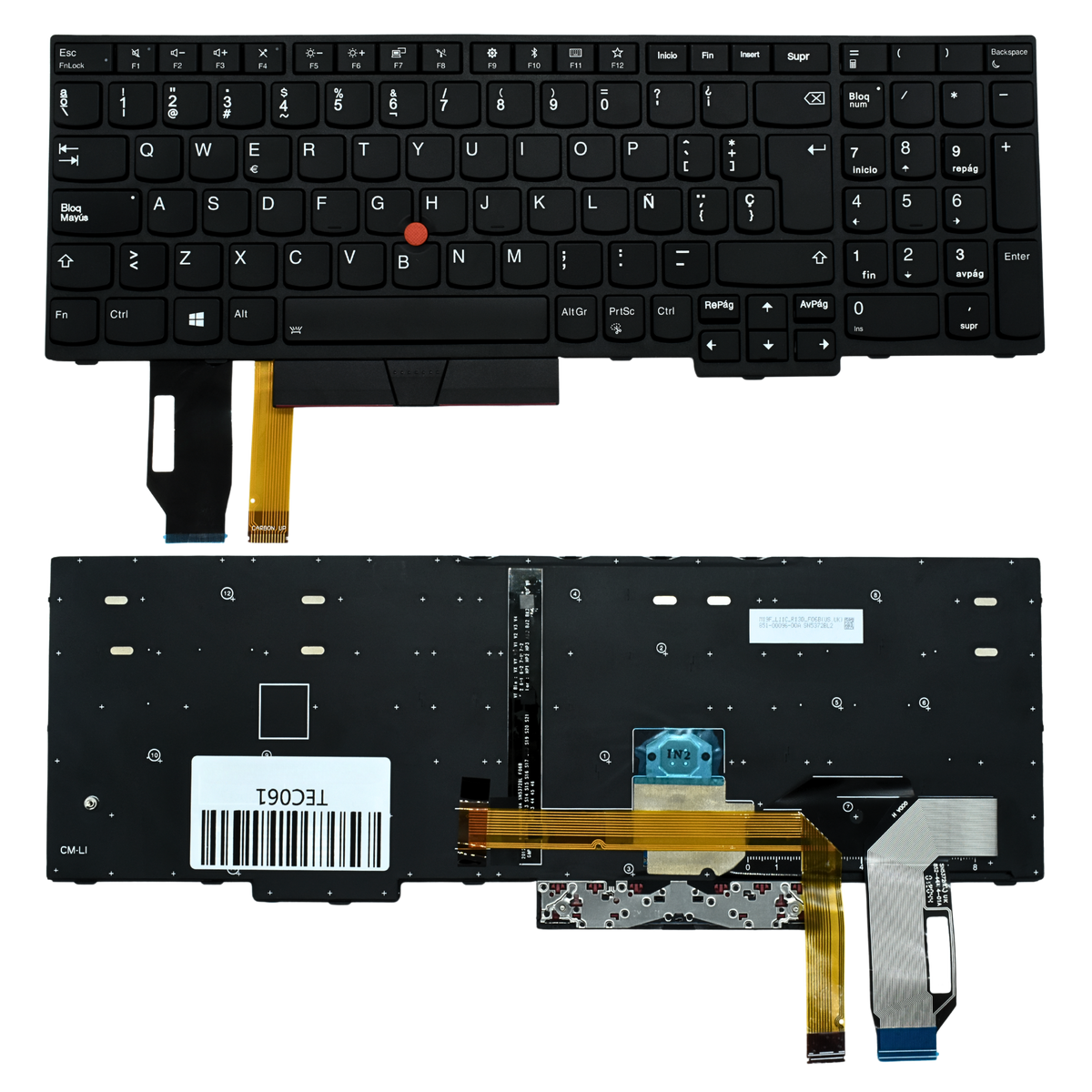 TEC061 Teclado color Negro (SP) para Lenovo Thinkpad E580 E585 L580 T590 E590 E595 (Silver Frame) Backlight - Tecnología AltérCo