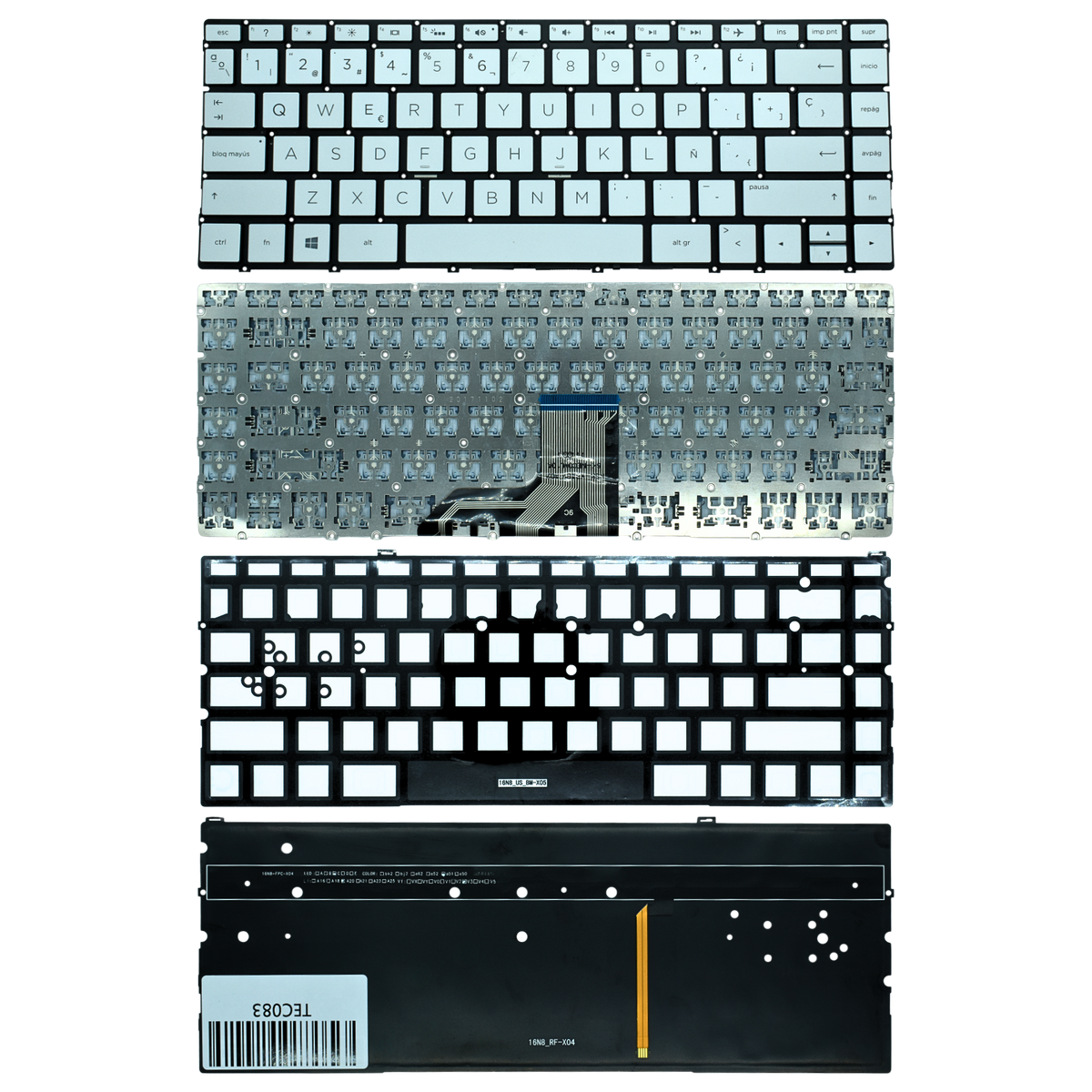 TEC083 Teclado color Plata (SP) para Hp Envy 13-ag 13-ad 13-ah 13-ae 13-af 13-bf