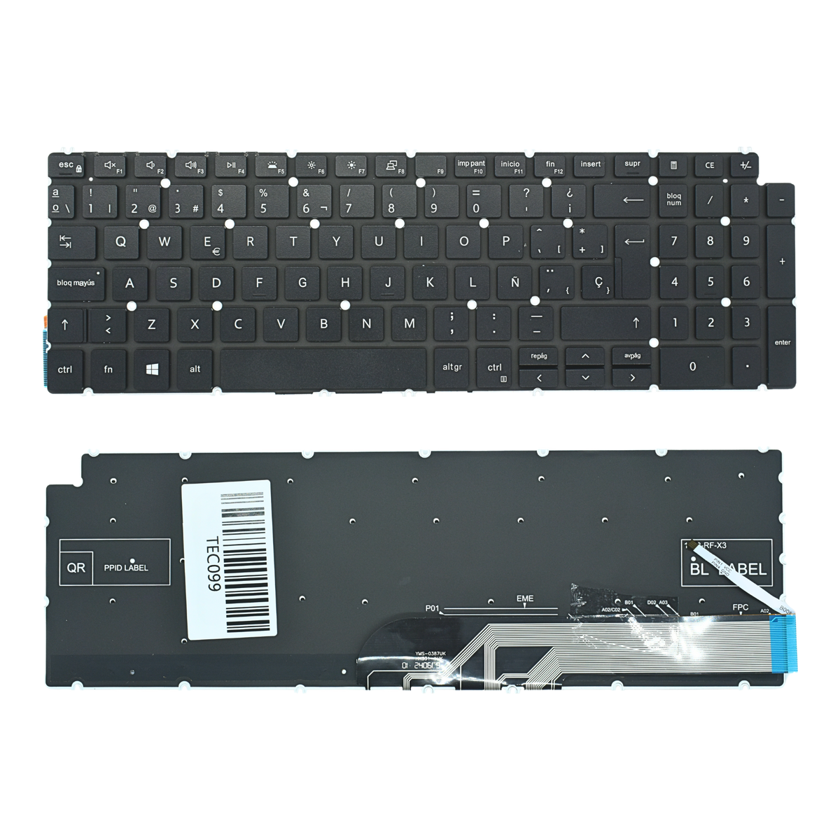 TEC099 Teclado color Negro (SP) (Backlight / Sin Marco) para Dell Inspiron 15 7590 5584 5590 5593 5594 5598 YHXY1 - Tecnología AltérCo