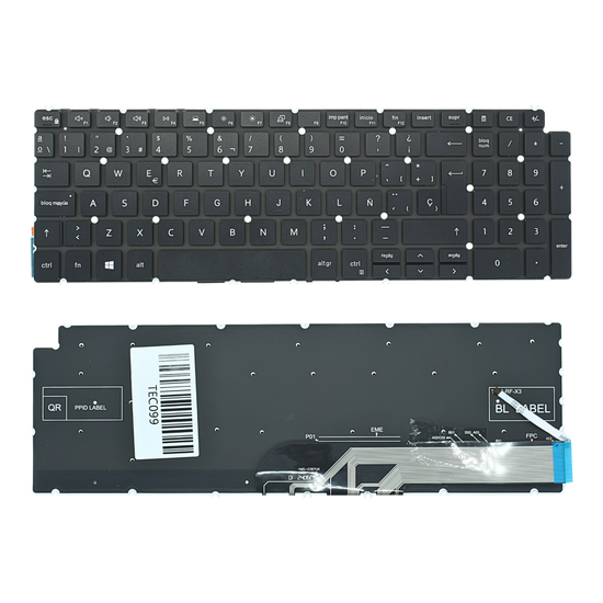TEC099 Teclado color Negro (SP) (Backlight / Sin Marco) para Dell Inspiron 15 7590 5584 5590 5593 5594 5598 YHXY1