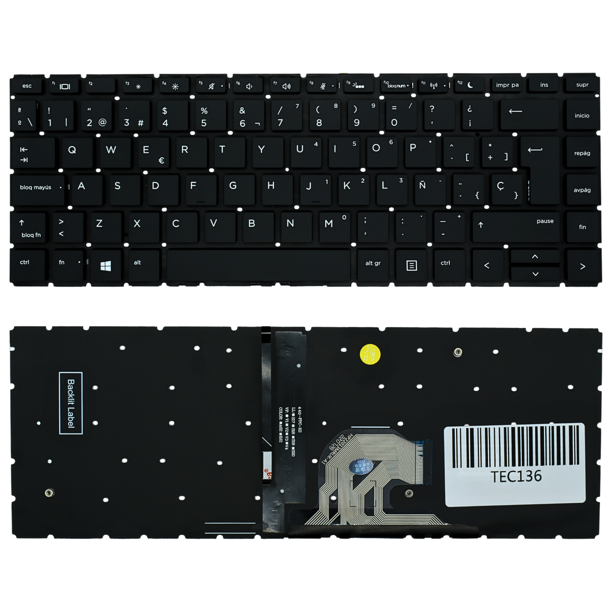 TEC136 Teclado color Negro (SP) para HP ProBook 440 G6 445 G6 Backlight - Tecnología AltérCo