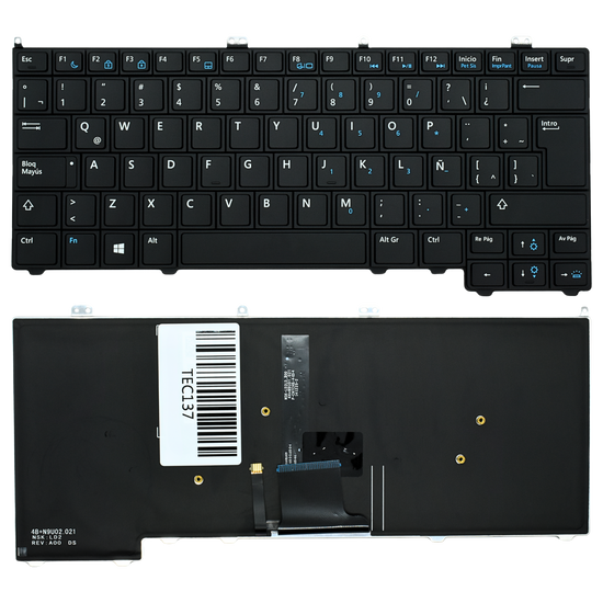TEC137 Teclado color Negro (SP) para Dell Latitude 14 7000 E7440 E7240 E7420 Backlight / Sin Point Stick