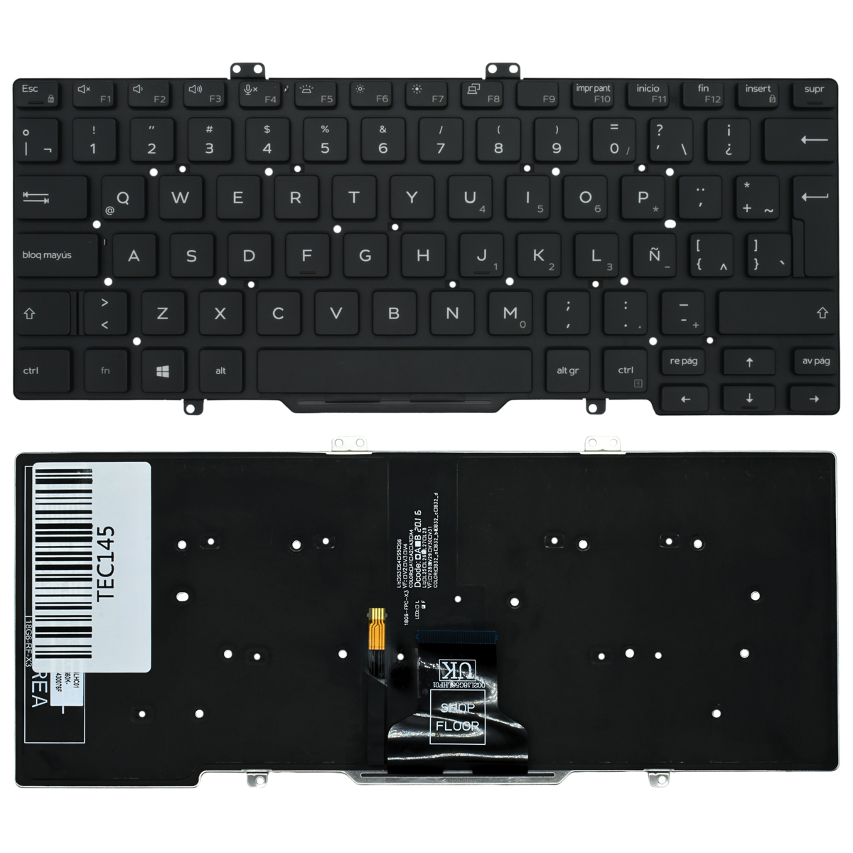 TEC145 Teclado color Negro (SP) para DELL Latitude 7400 5400 7410 L3400 3400 (Sin Backlight) - Tecnología AltérCo